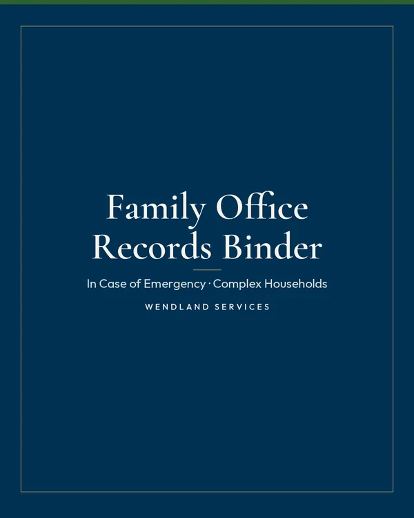 Cover of In Case of Emergency Binder for Complex Households (Family Office Records Binder)